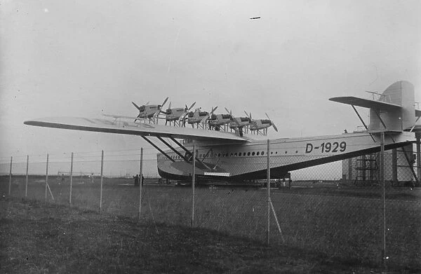 German Dornier Do X plane to fly the Atlantic. It has been fitted with 12 new engines