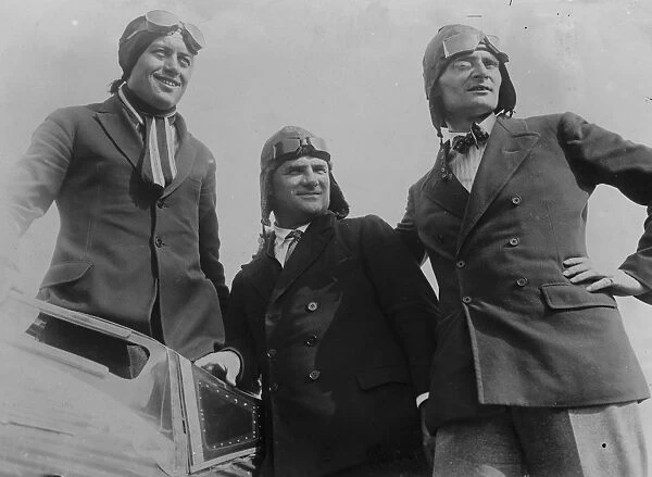 Germans begin Atlantic flight. The crew of the Bremen aeroplane. Left to right : Lohse