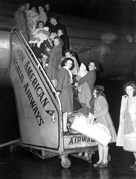 G.I. brides catching a plane to New York. London Heathrow 24th December 1946