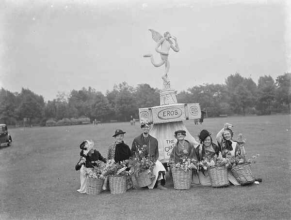 The Gillingham Carnival in Kent. Flower sellers. 1939