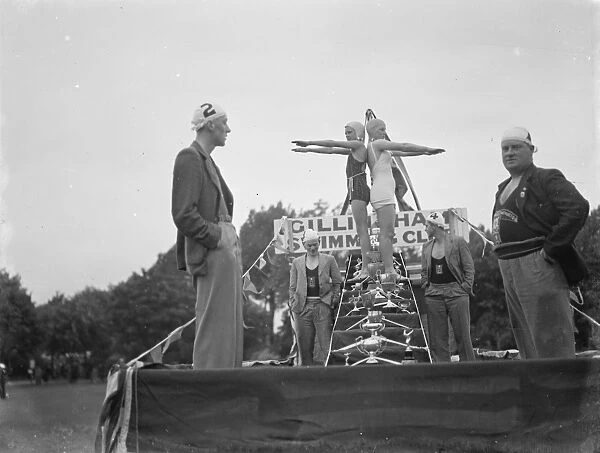 The Gillingham Carnival in Kent. The Gillingham Swimming Club float showing of