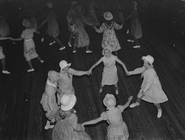 Girls dancing display in Farrington, Kent. 9 June 1937