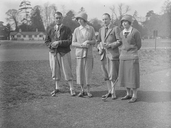 Golf match between ladies and Gentlemen at Stoke Poges Left to right Cyril Tolley