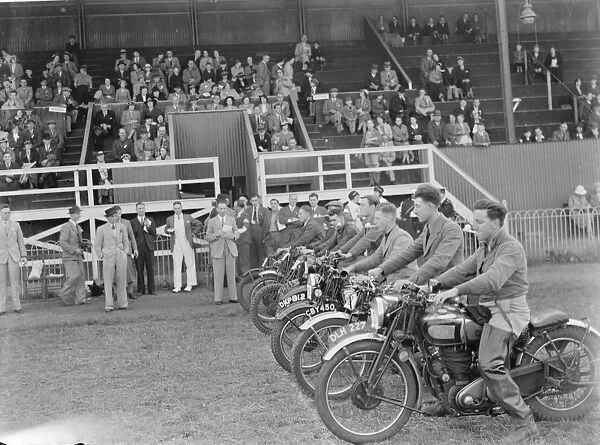 The Gravesend and District Motor Cycle Gymkhana in Kent. Riders in the motorbike egg