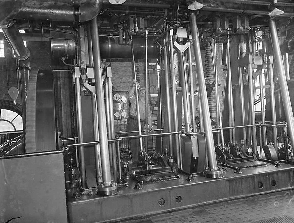 Gravesend Water Works in Kent. The pump room machinery. 1939