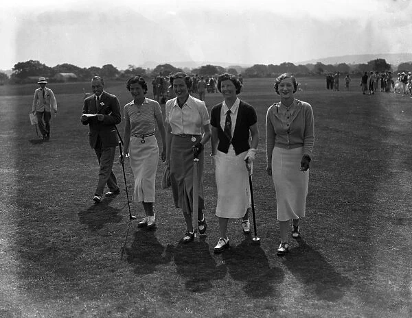 Great Britain v France at West Sussex Golf Club, Pulborough. Left to right : - Mlle Y Kapferer