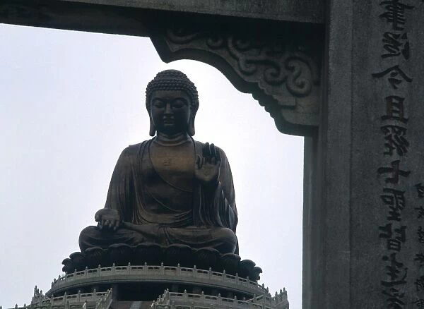The great bronze Buddha on the island of Lintau made in modern times in China this