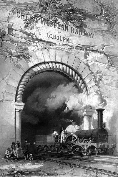 Great Western Railway, steam train emerging from tunnel