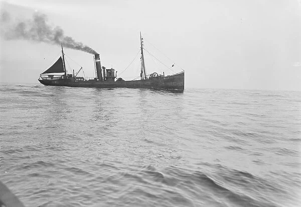 A Grimsby herring trawler in the North Sea Fish where the fish are