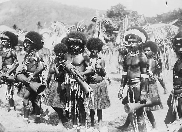 A group of Papuan natives in war paint. 20 October 1934