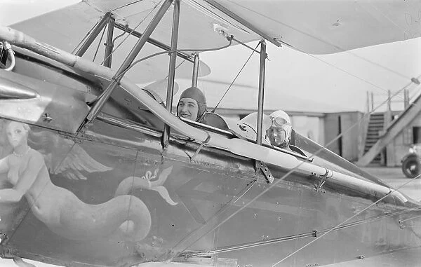 Guild of air pilots and navigators display at Brooklands Hon Mrs E Montagu and her pilot