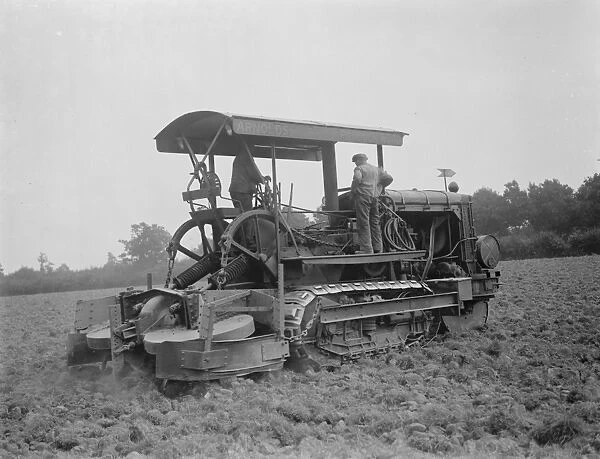 A Gyrotiller at work in a field in Staplehurst, Kent. 1937