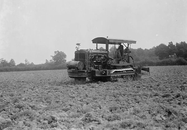 A Gyrotiller at work in a field in Staplehurst, Kent. 1937