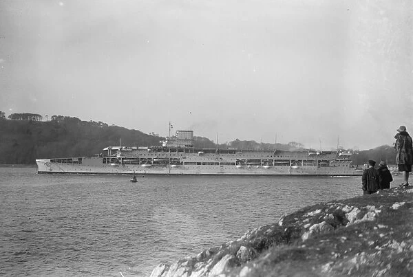 HMS Courageous at Plymouth. 27 February 1928
