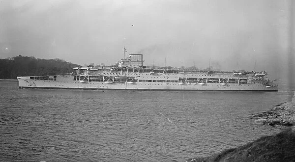 HMS Courageous at Plymouth. 27 February 1928