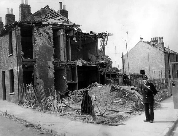 Home front 1940. An end of terrace house destroyed after a raid on Eltham by German