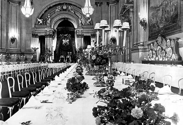 including in the programme is the ballroom at Buckingham Palace, prepared for a state Banquet