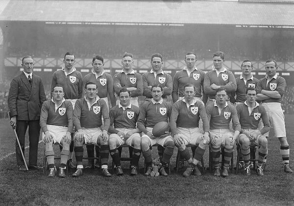 International Rugby at Twickenham Ireland team Left to right standing Mark Sugden