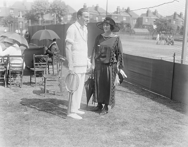 Italian Tennis Champion in London Tournament Mr Hl De Morpurgo and his wife at Stamford