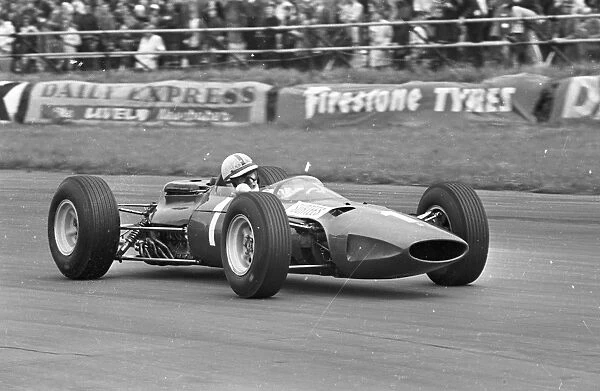 John Surtees racing at Silverstone and finishing third in 10 July 1965