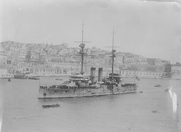 The Katori with the Crown Prince on board in the grand harbour in Malta May 1921