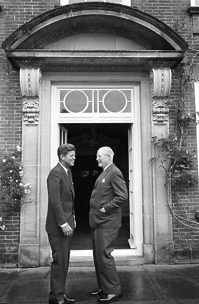 Kennedy and Macmillan outside Birch Grove, Chelwood Gate, Sussex - Macmillans home