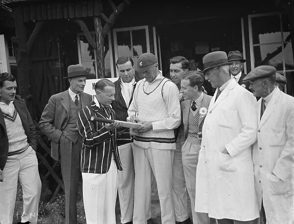 Kent Chislehurst cricketers. Frank Woolley and L R Sanderson. 1938