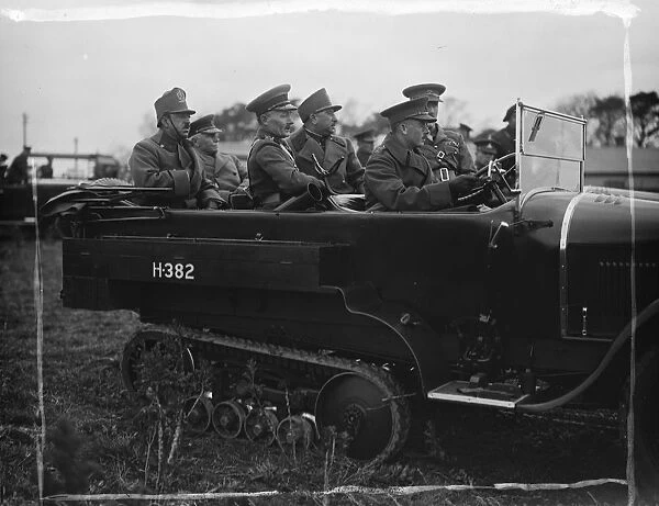 King Amanullah watches mimic tank battle at Lulworth, Dorset. 20 March 1928 King Amanullah