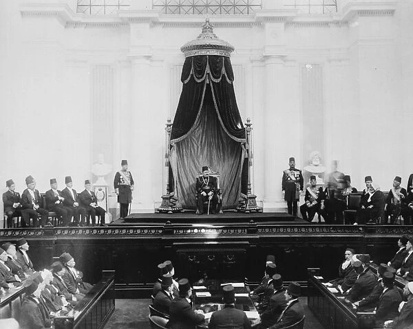 King Fuad I opened the new Egyptian Parliament in State, amidst impressive scenes