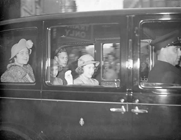 King and Queen, accompanied by Princess Elizabeth and Princess Margaret Rose, arrived