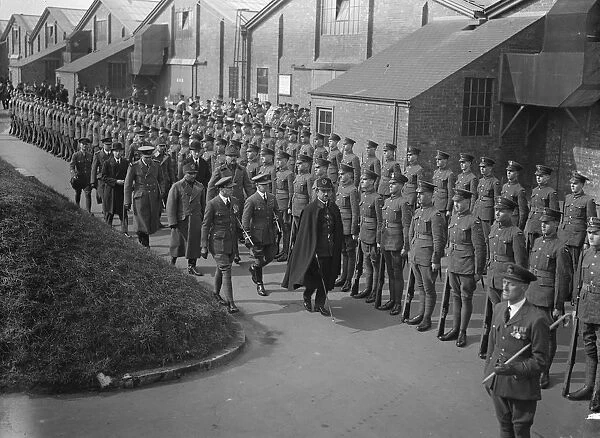 The King and Queen of Afghanistan at Hendon. Inspecting the troops. 17 March 1928 King