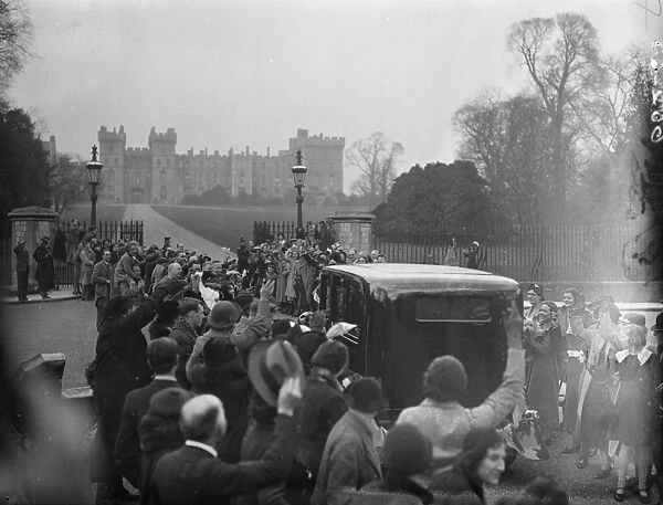 King and Queen take up residence at Windsor Castle. Drive from Royal Lodge through cheering crowds