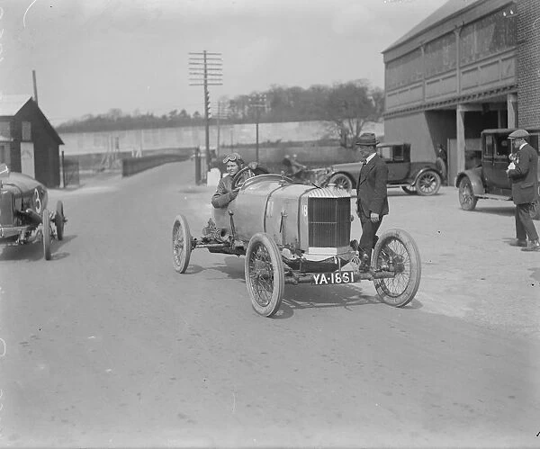 Ladies motor racing at Brooklands. Miss Pink, winner of the Race. 29 April 1922