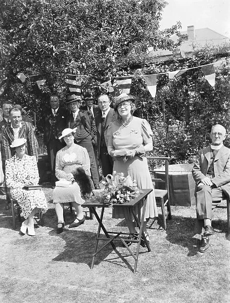 Lady Wood speaking at the Mottingham mid summer fair in Kent. 12 June 1939
