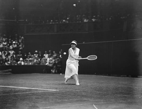 Lawn tennis championship at Wimbeldon Mme Billout in play against Miss Joan Fry 1