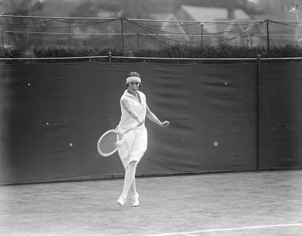 Lawn tennis championships at Wimbledon. Mrs Lycett in play. 23 June 1925