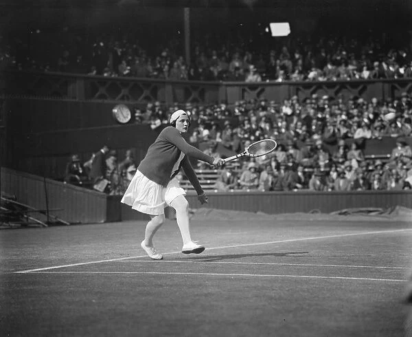Lawn tennis at Wimbledon. Helen Jacobs in play 5 June 1929