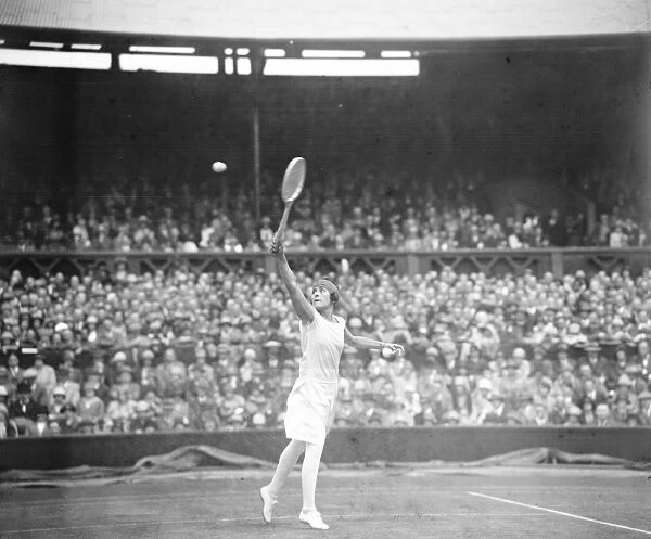 Lawn tennis at Wimbledon. Senorita d Alvarez in play. 30 June 1927
