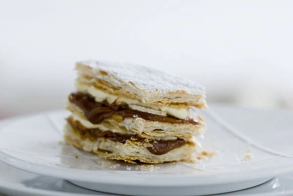Layered mille feuilles pastry with whipped cream and dulce de leche. credit: Marie-Louise