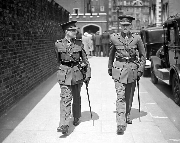 Levee at St James Palace Lieutenant Parkinson and Lieutenant Hodgson 4th Royal Sussex Regiment