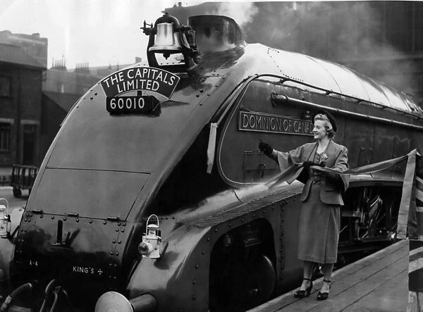 London to Edinburgh non stop Express train. Anne Crawford cuts the tape