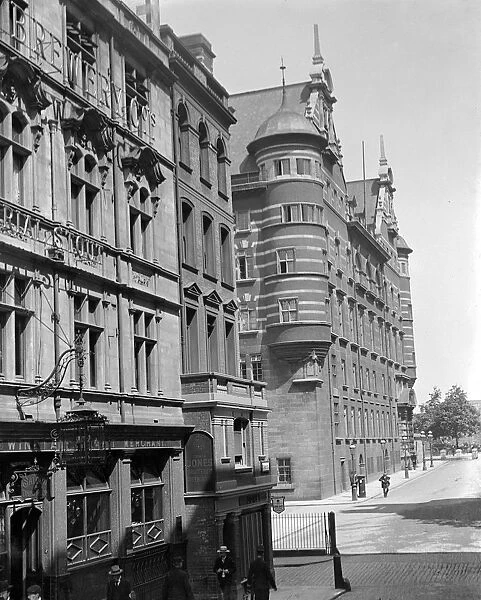 London street scene. The Norman Shaw Buildings seen from Parliament Street into Derby Gate