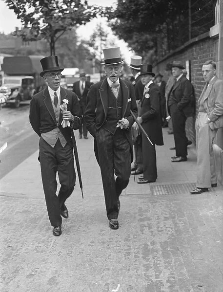 Lord Willingdon (right), former Viceroy of India arriving at Lords with Major G
