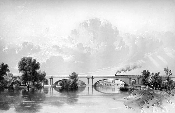 The Maidenhead Bridge with steam train crossing