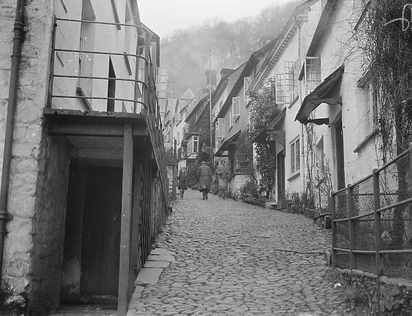 The main street in Clovelly, Devon. 1925