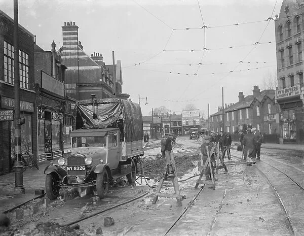 A mains water burst in Lee. 1936