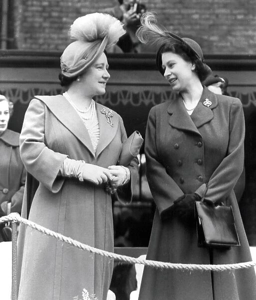 Her Majesty, Queen Elizabeth, The Queen Mother chatting with her daughter Princess Elizabeth