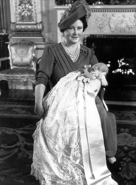 Her Majesty, Queen Elizabeth, The Queen Mother with her first grandchild, Prince