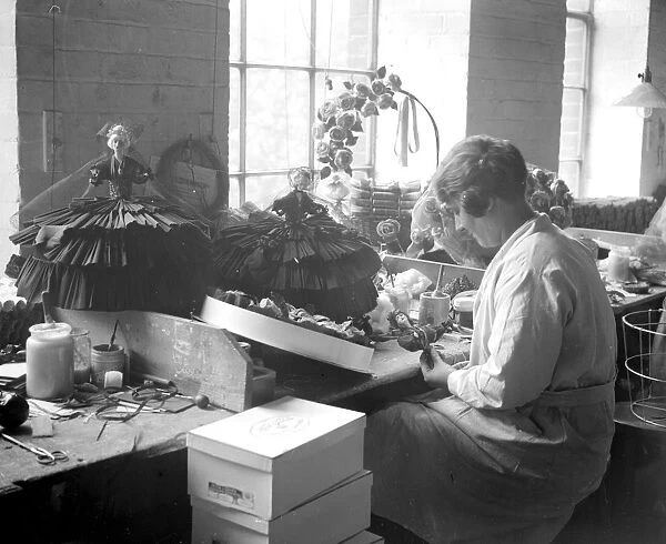 The making of Christmas Crackers at Mead and Fields, Holborn. 1928