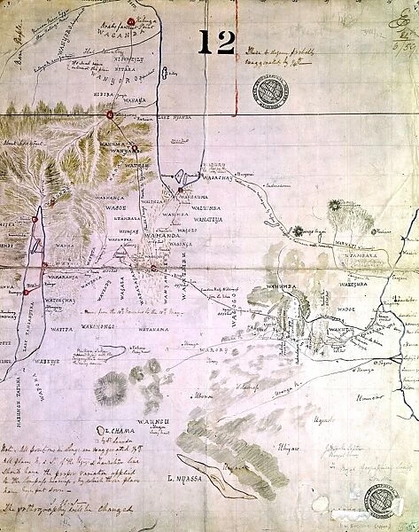 The map drawn by Speke for the Royal Geographical Society 1858